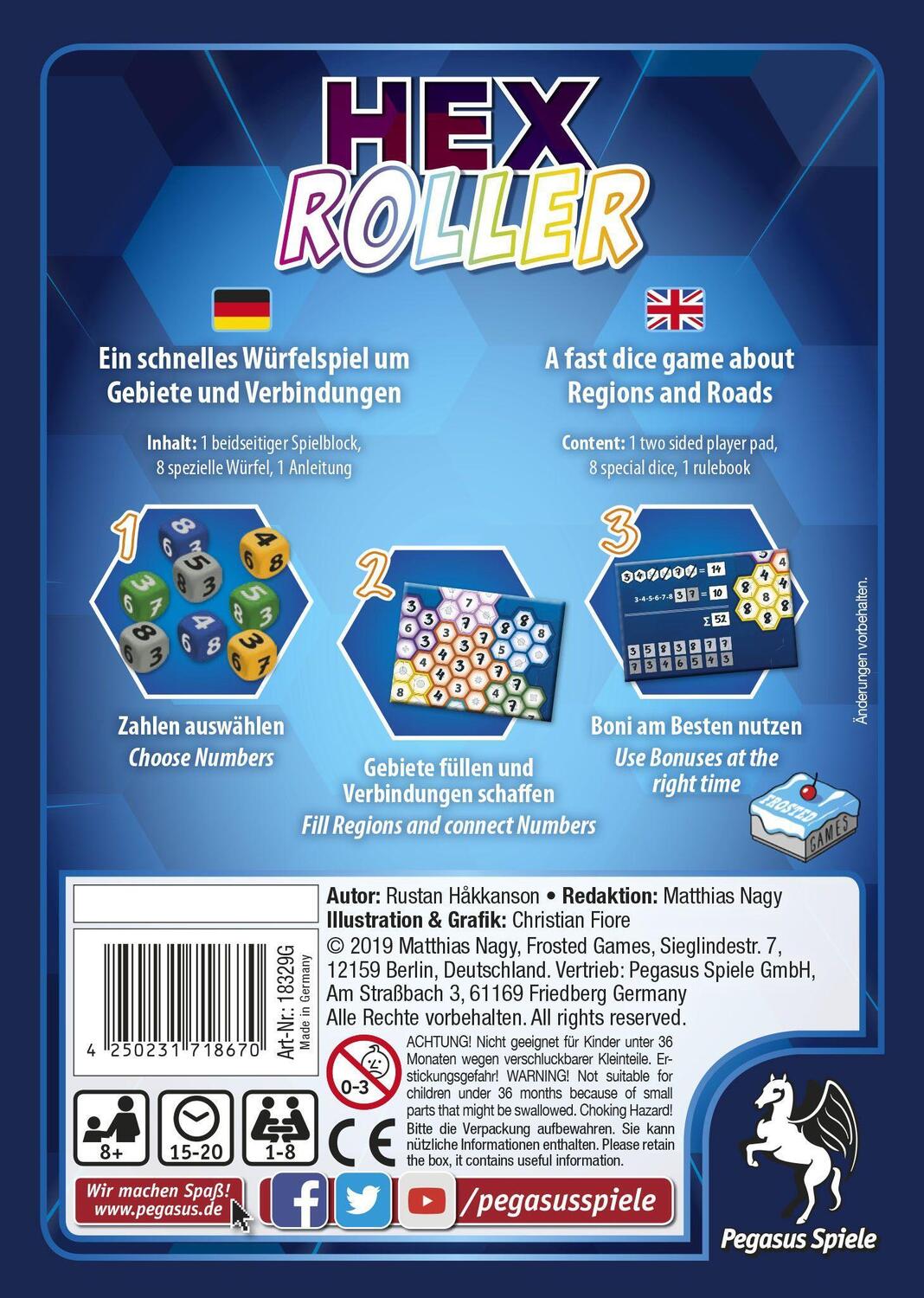 Bild: 4250231718670 | HexRoller (Frosted Games) | Spiel | Deutsch | 2019 | Pegasus