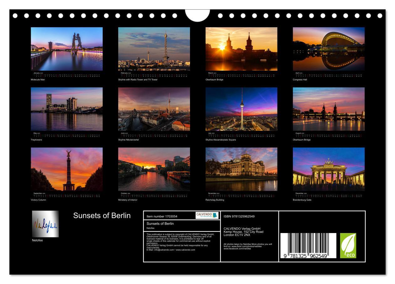 Bild: 9781325962549 | Sunsets of Berlin (Wall Calendar 2025 DIN A4 landscape), CALVENDO...