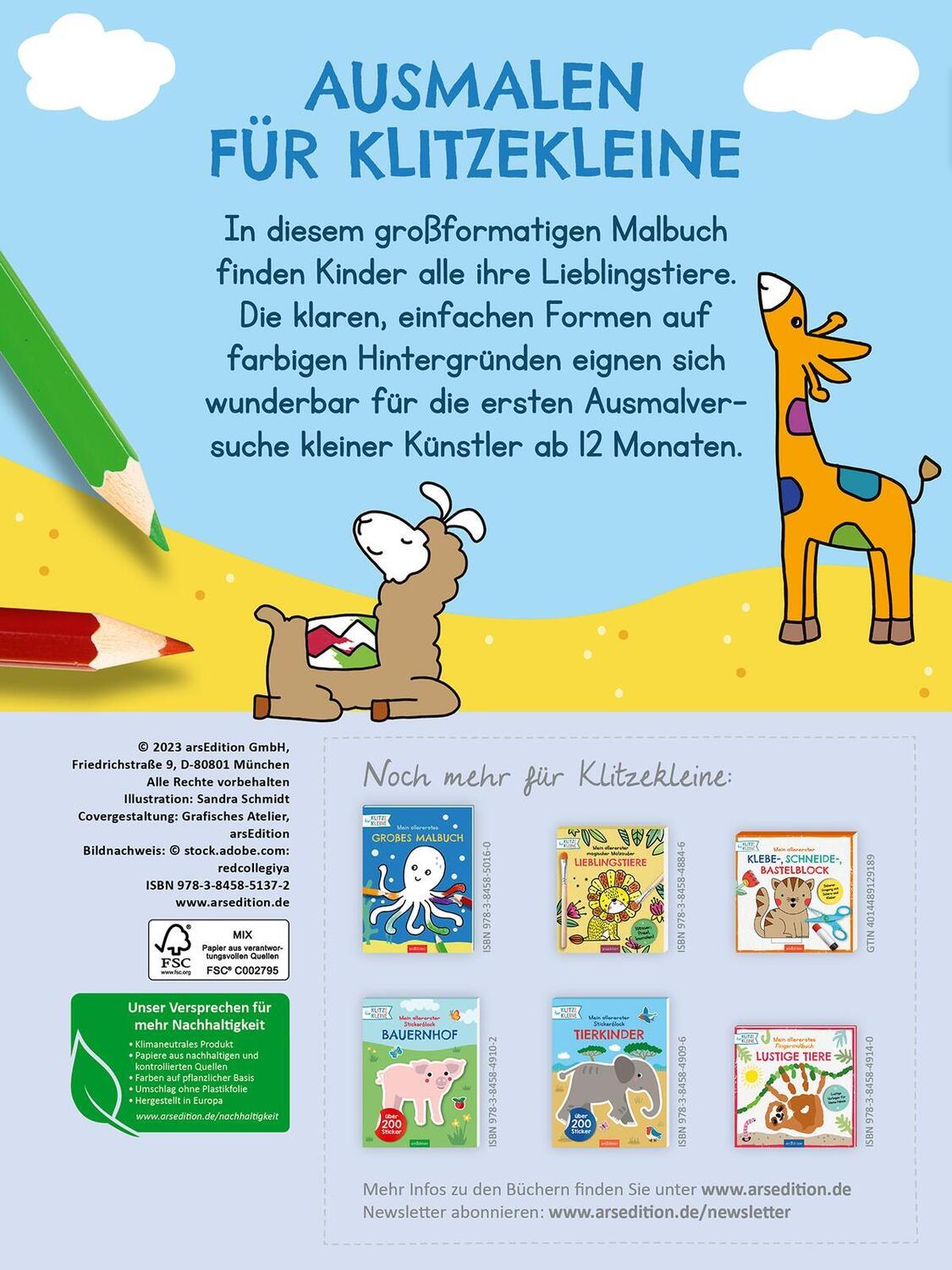 Rückseite: 9783845851372 | Mein allererstes großes Malbuch - Tiere | Taschenbuch | Softcover