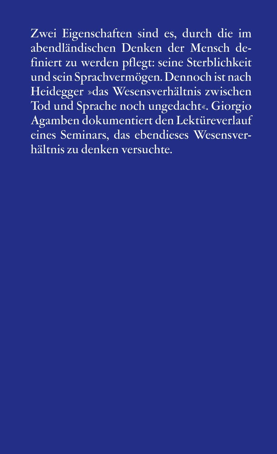 Rückseite: 9783518124680 | Die Sprache und der Tod | Ein Seminar über den Ort der Negativität