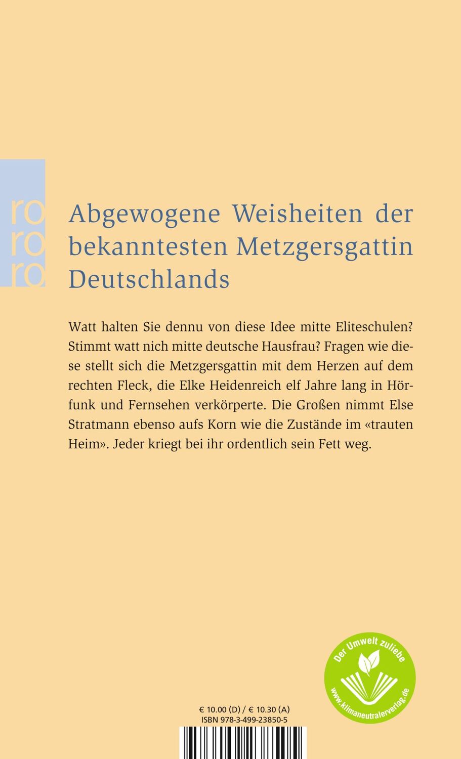 Rückseite: 9783499238505 | Darf's ein bißchen mehr sein? | Else Stratmann wiegt ab | Heidenreich