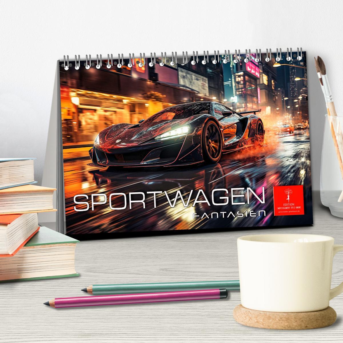 Bild: 9783383892509 | Sportwagen Fantasien (Tischkalender 2025 DIN A5 quer), CALVENDO...