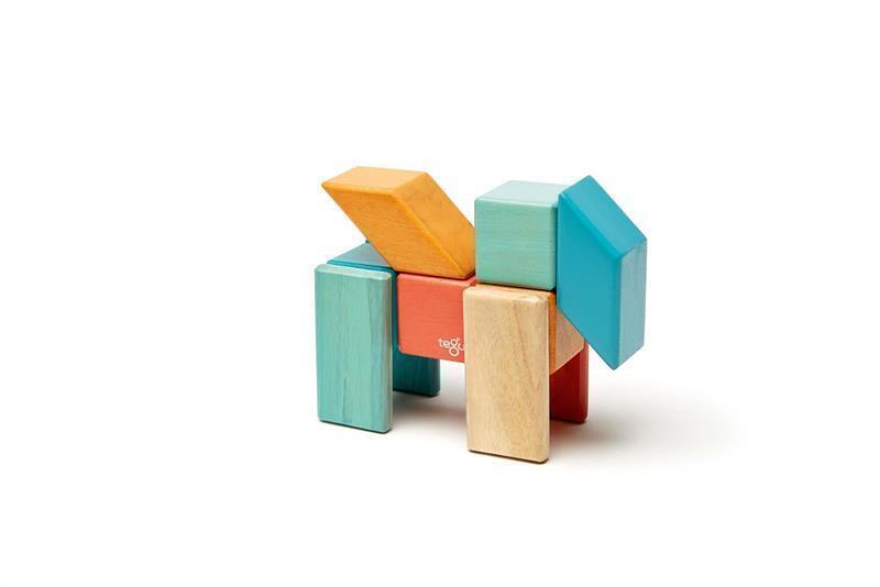 Bild: 853606003896 | 24 Magnetische Holzbausteine orange blau | Stück | 2021 | tegu