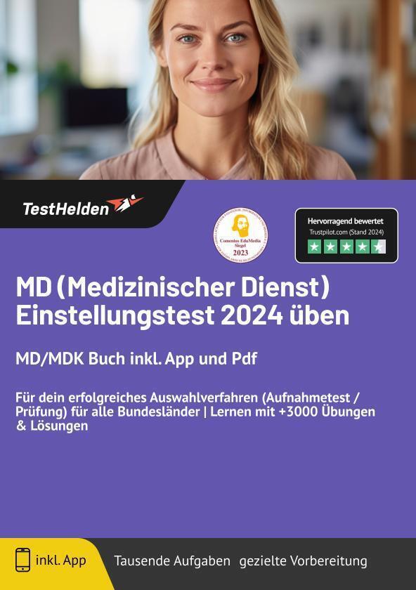 Cover: 9783988174543 | MD (Medizinischer Dienst) Einstellungstest 2024 üben: MD/MDK Buch...