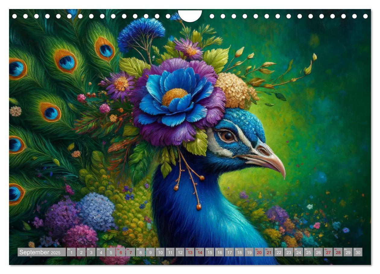 Bild: 9783457138687 | Blumige Vogelporträts (Wandkalender 2025 DIN A4 quer), CALVENDO...