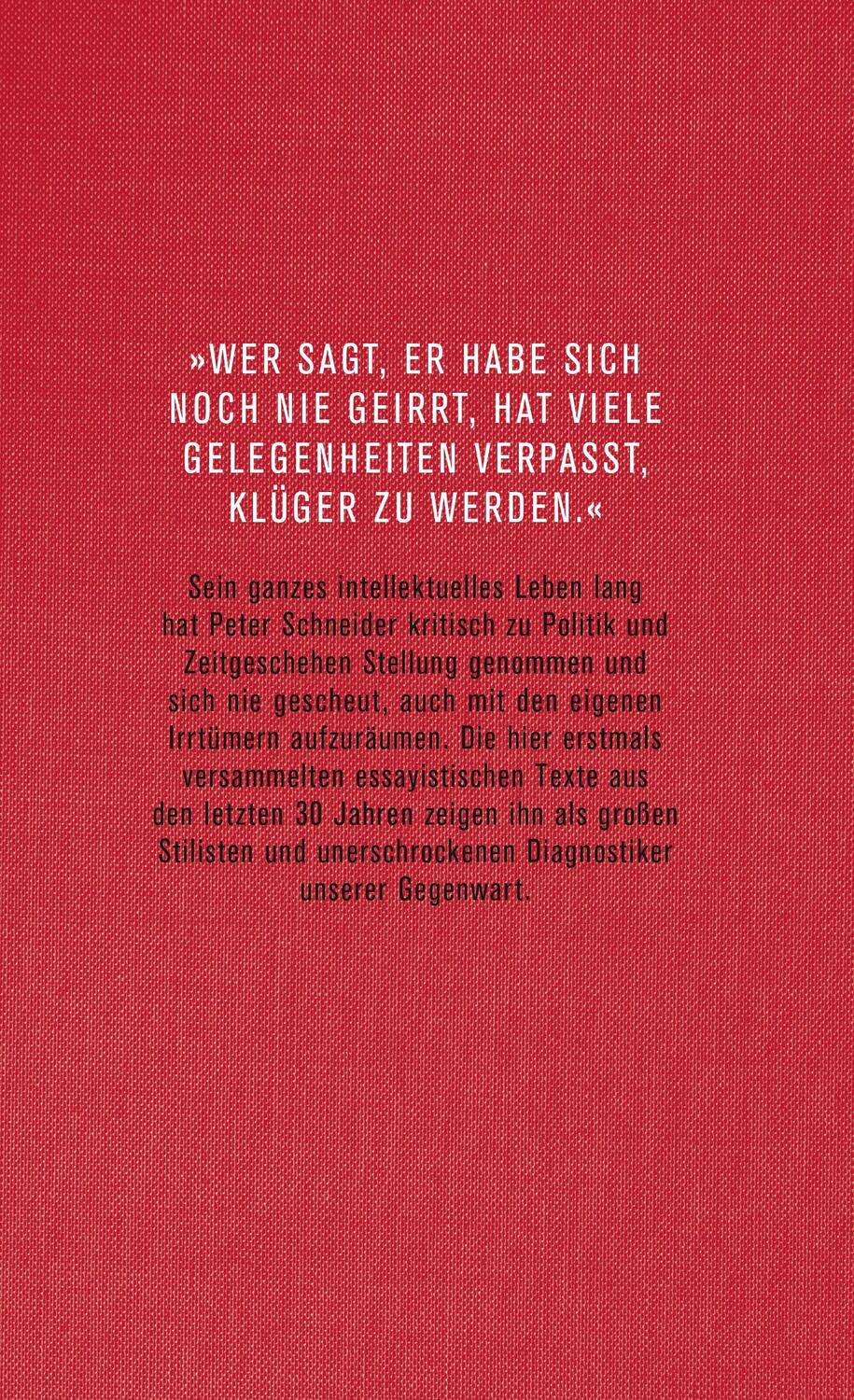 Rückseite: 9783462053791 | Denken mit dem eigenen Kopf | Essays | Peter Schneider | Buch | 358 S.