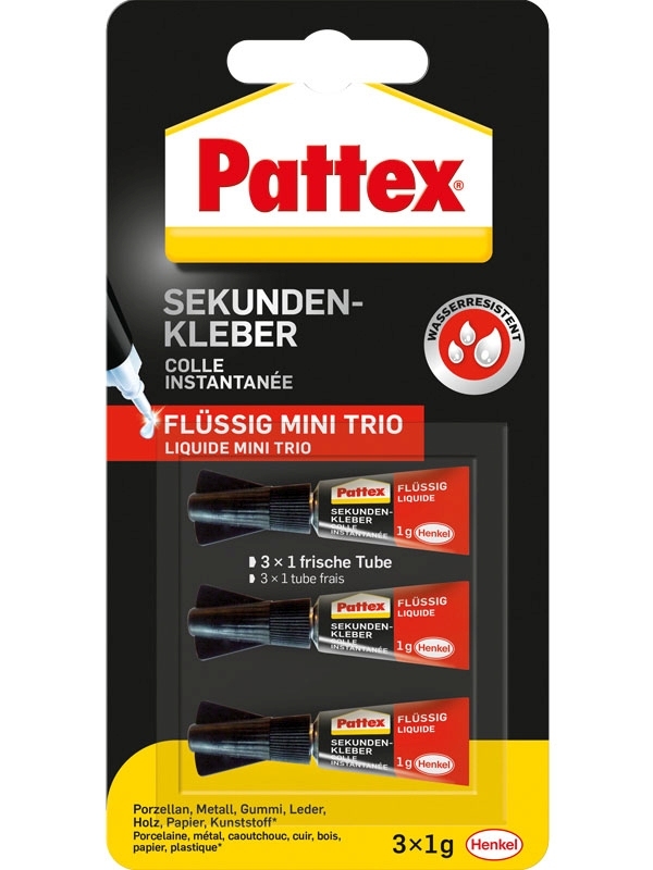 Cover: 4015000415033 | Pattex Kleben Pattex Sekundenkleber Flüssig Mini Trio, 3 1 g | 2023