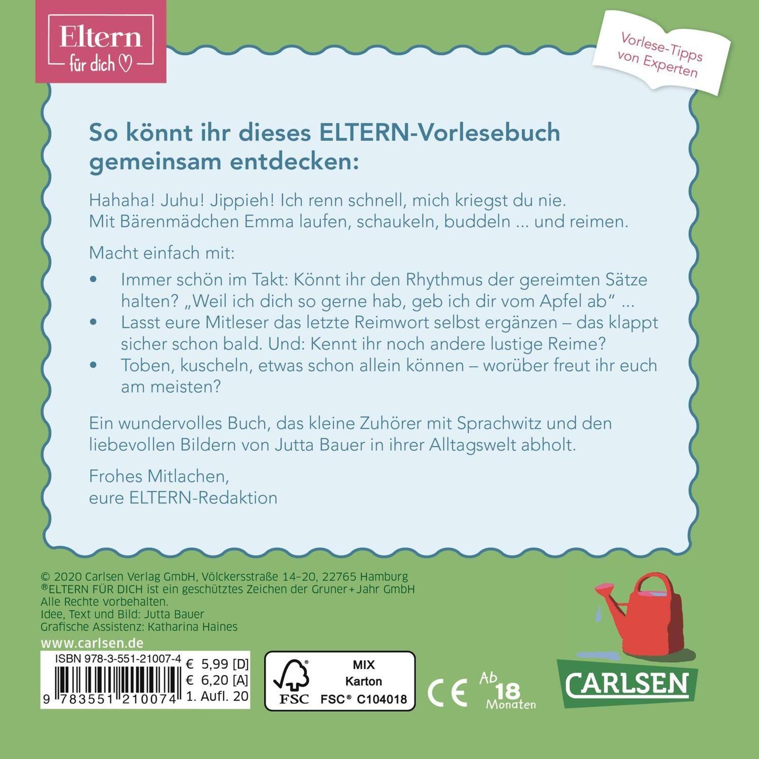 Rückseite: 9783551210074 | Emma lacht (ELTERN-Vorlesebuch) | Jutta Bauer | Buch | 16 S. | Deutsch