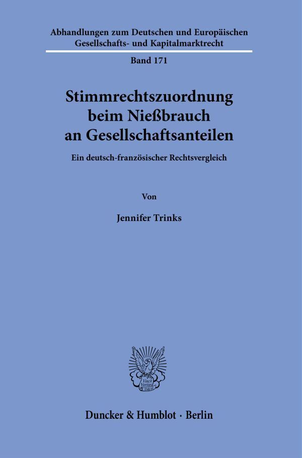 Cover: 9783428180806 | Stimmrechtszuordnung beim Nießbrauch an Gesellschaftsanteilen. | Buch