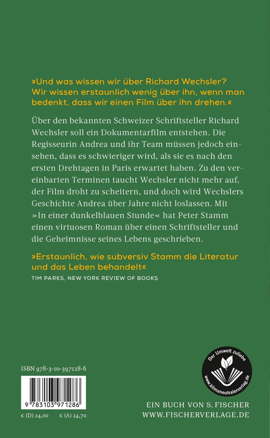 Rückseite: 9783103971286 | In einer dunkelblauen Stunde | Roman | Peter Stamm | Buch | 256 S.