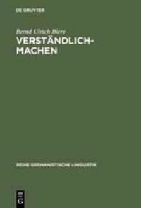 Cover: 9783484310926 | Verständlich-machen | Bernd Ulrich Biere | Buch | ISSN | VII | Deutsch