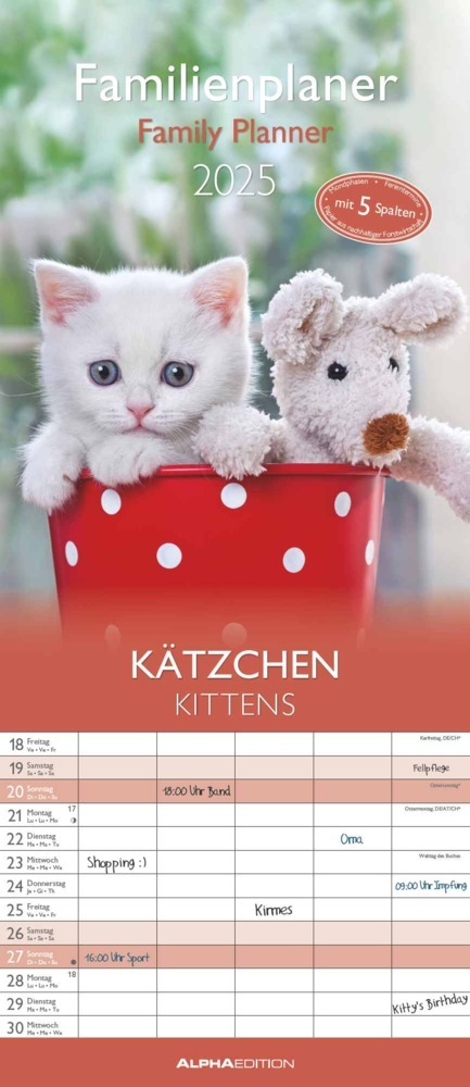 Cover: 4251732341381 | Alpha Edition - Familienplaner Kätzchen 2025, 19,5x45cm,...