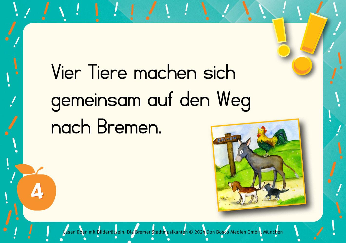 Bild: 4260694922224 | Lesen üben mit Bilderrätseln zu den Bremer Stadtmusikanten. 34...