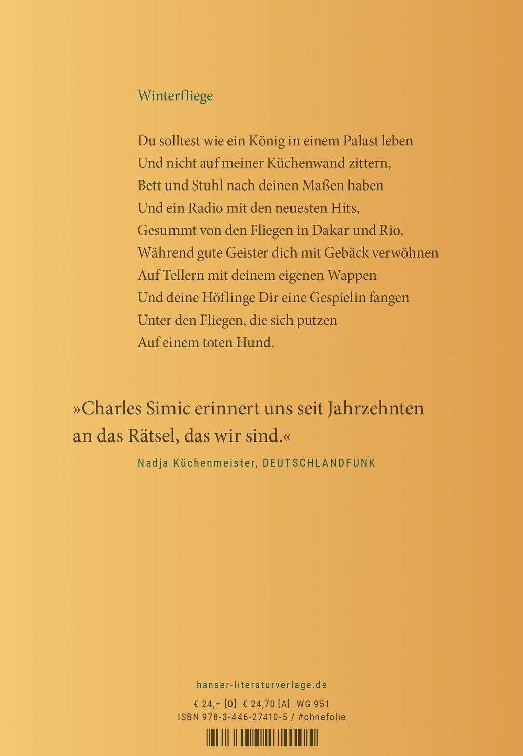 Bild: 9783446274105 | Im Dunkeln gekritzelt | Gedichte | Charles Simic | Buch | 168 S.