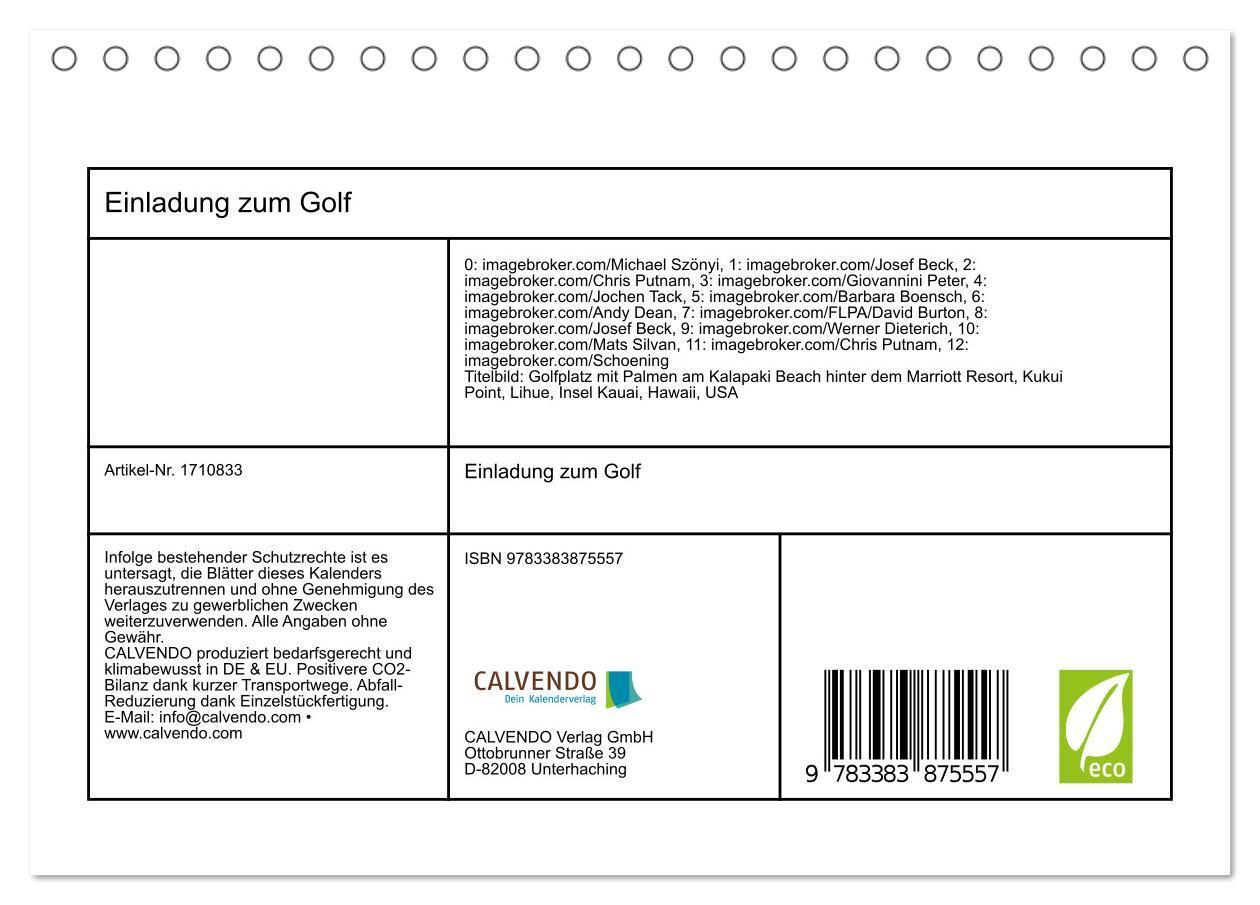 Bild: 9783383875557 | Einladung zum Golf (Tischkalender 2025 DIN A5 quer), CALVENDO...