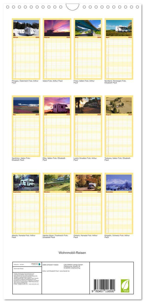 Bild: 9783457116500 | Familienplaner 2025 - Wohnmobil-Reisen mit 5 Spalten (Wandkalender,...