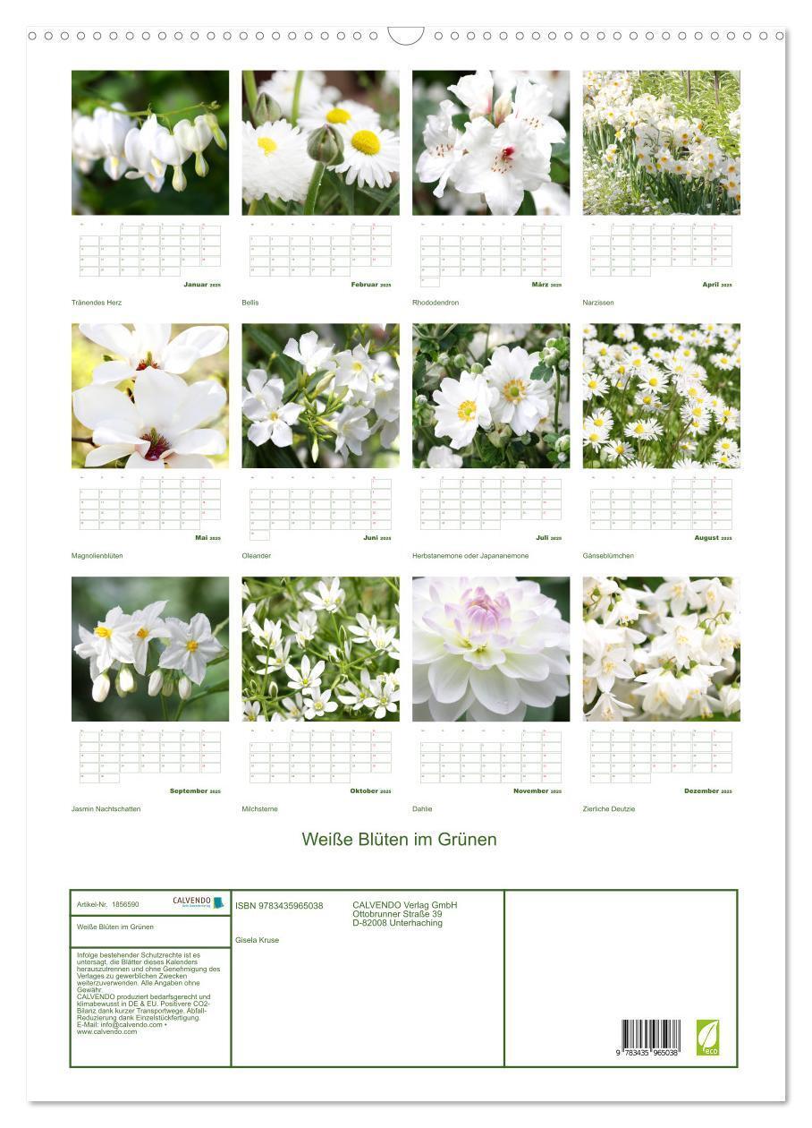 Bild: 9783435965038 | Weiße Blüten im Grünen (Wandkalender 2025 DIN A2 hoch), CALVENDO...