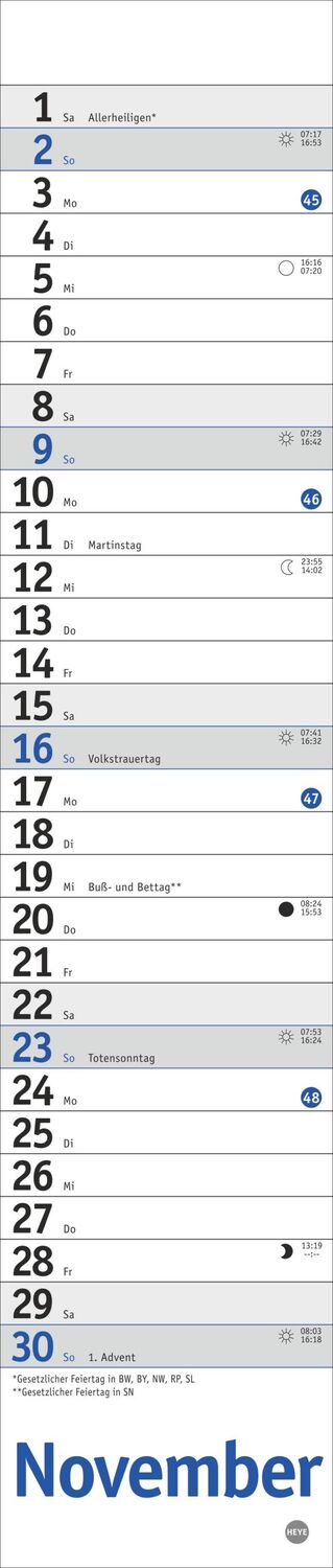 Bild: 9783756406357 | Langplaner mini, blau 2025 | Kalender | Bürokalender Heye | 13 S.