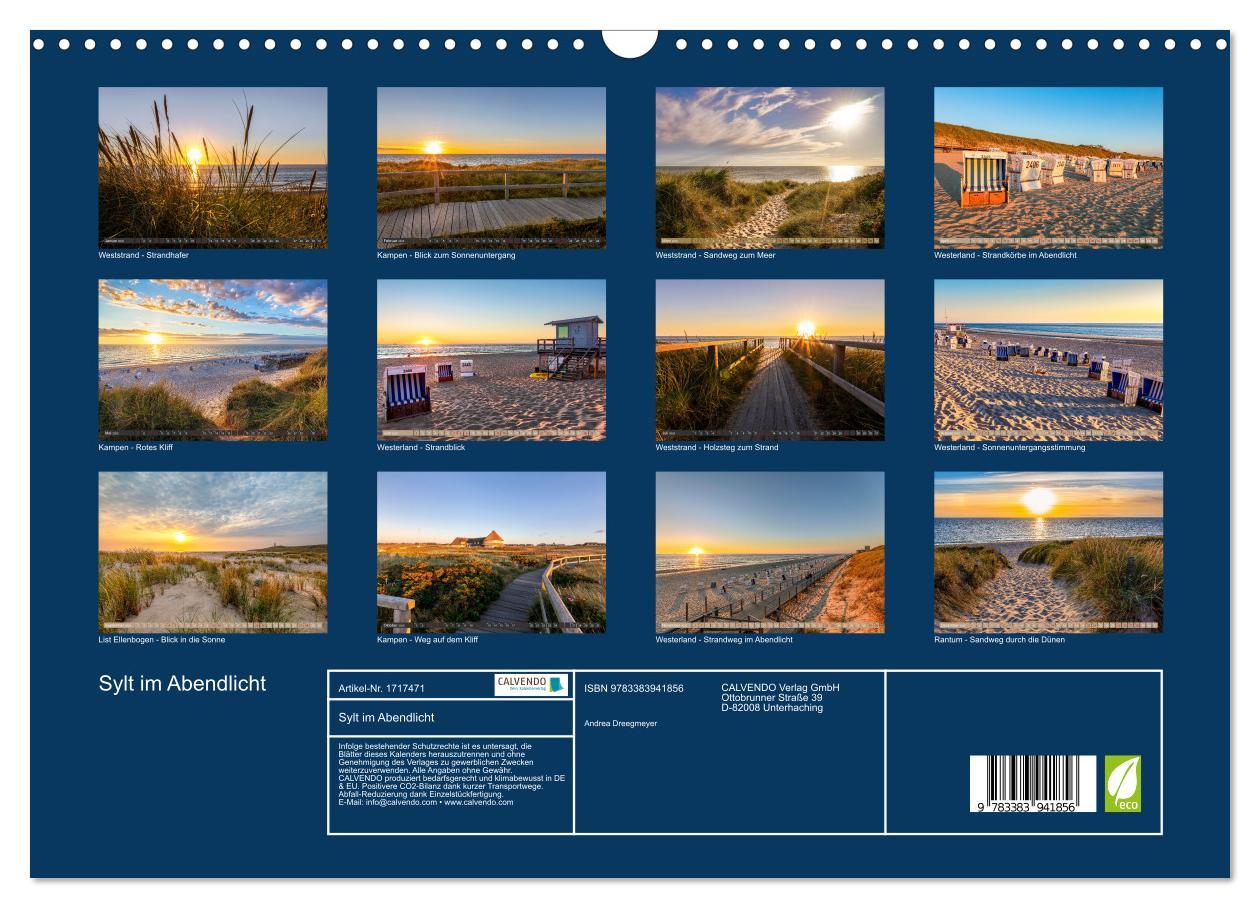 Bild: 9783383941856 | Sylt im Abendlicht (Wandkalender 2025 DIN A3 quer), CALVENDO...