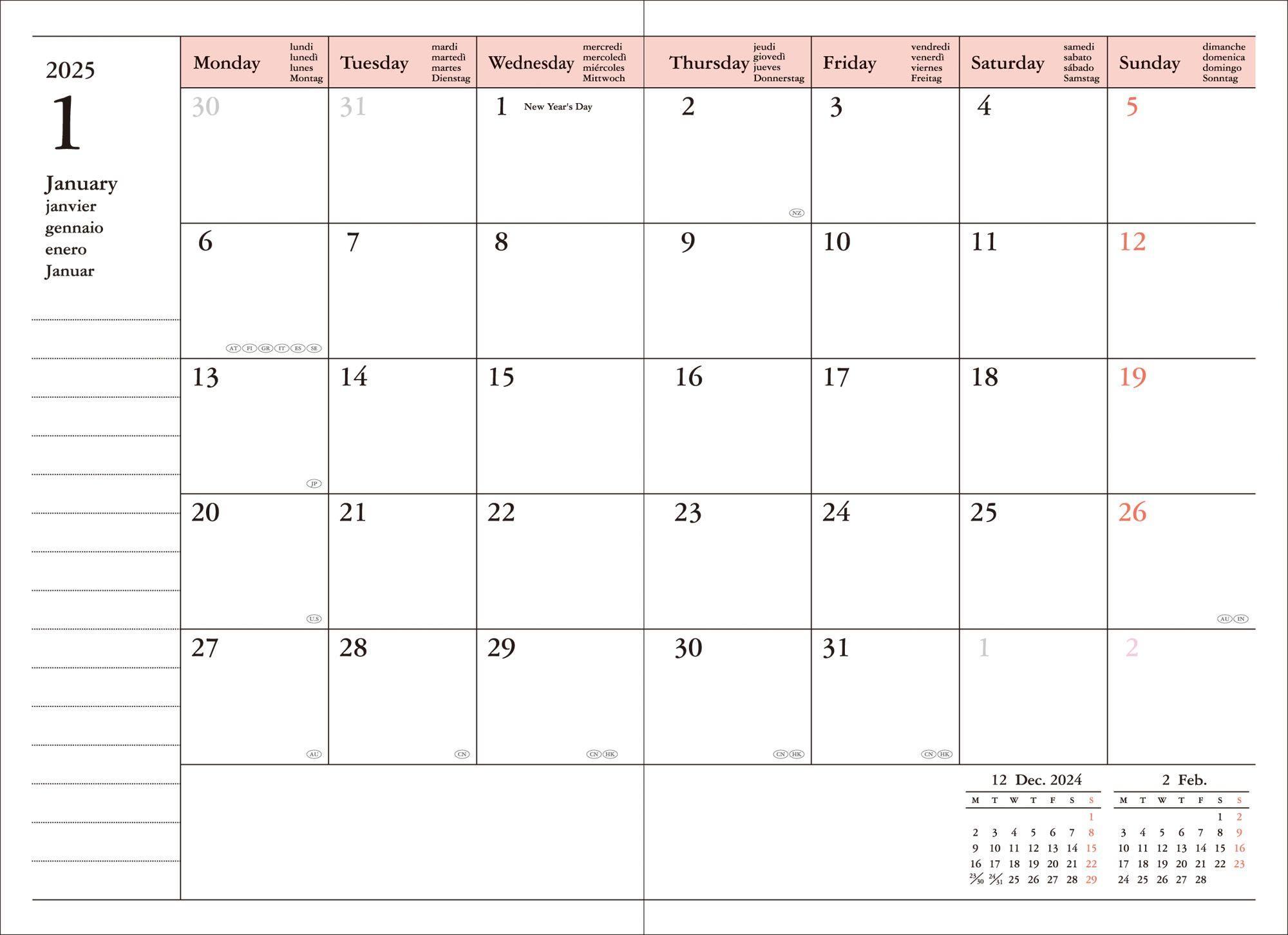 Bild: 4550045127706 | MARK'S 2024/2025 Taschenkalender A6 vertikal, Mountain // Pink | Inc.