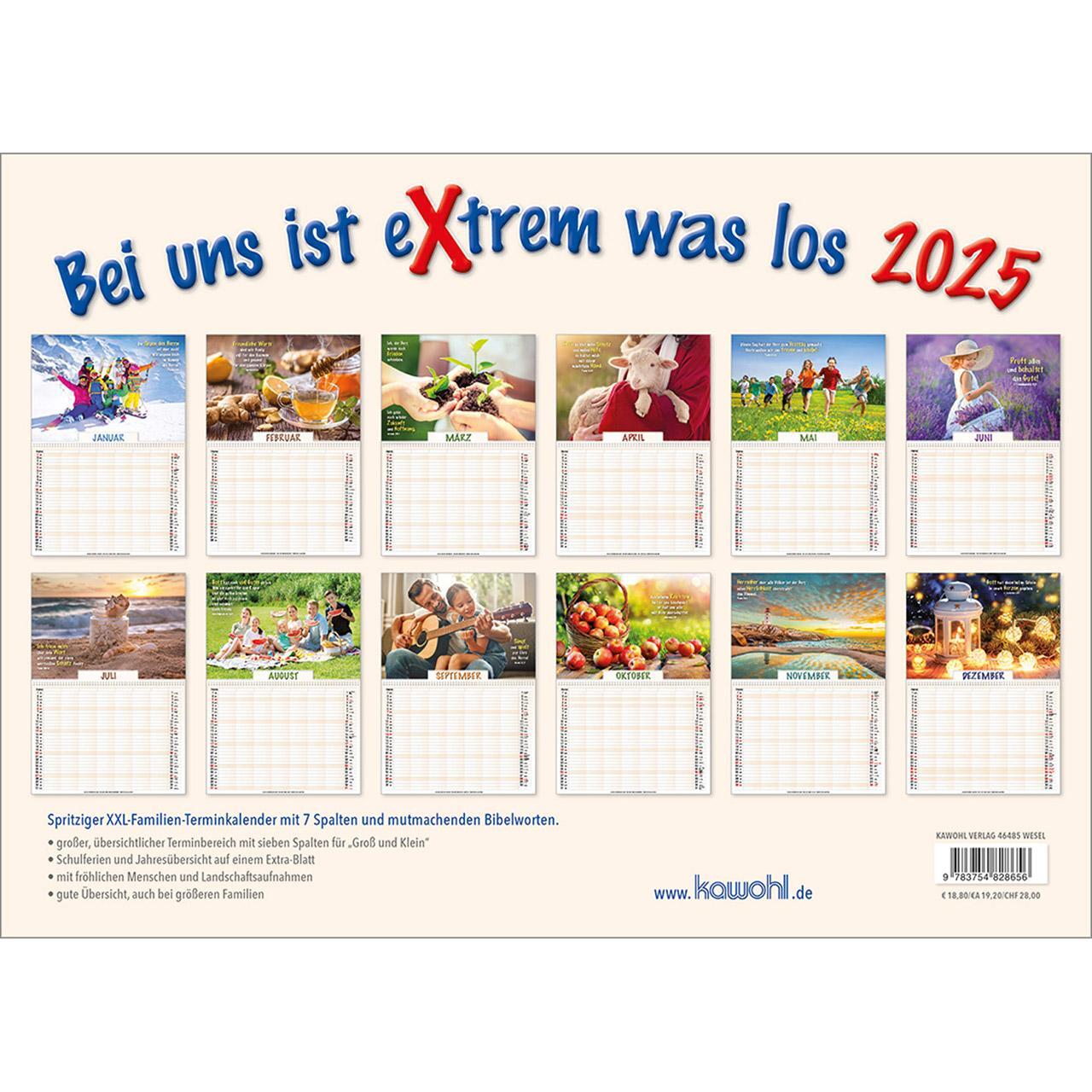 Bild: 9783754828656 | Bei uns ist extrem was los 2025 | Familien Terminer XXL | Kalender