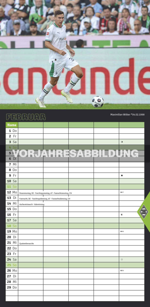 Bild: 4002725994387 | N NEUMANNVERLAGE - Borussia Mönchengladbach 2025 Fan-Timer,...