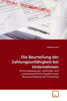 Cover: 9783639344530 | Die Beurteilung der Zahlungsunfähigkeit bei Unternehmen | Johanna Volz