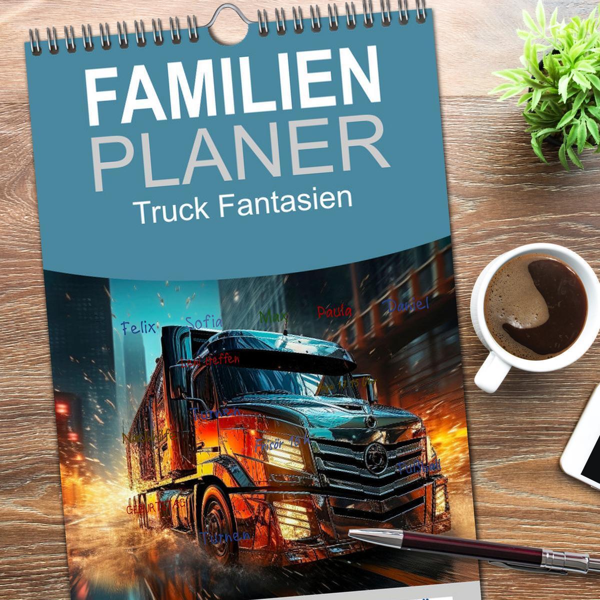 Bild: 9783457092958 | Familienplaner 2025 - Truck Fantasien mit 5 Spalten (Wandkalender,...