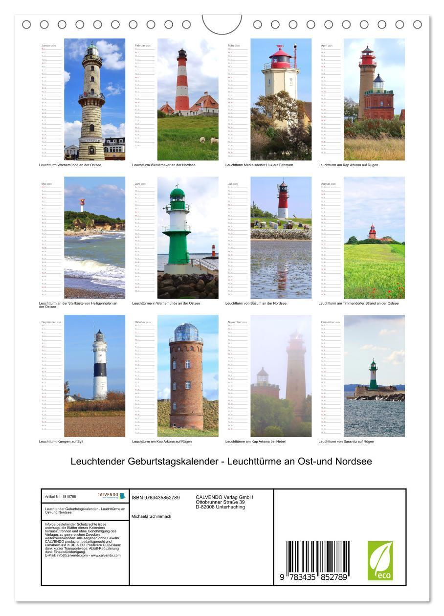 Bild: 9783435852789 | Leuchtender Geburtstagskalender - Leuchttürme an Ost-und Nordsee...