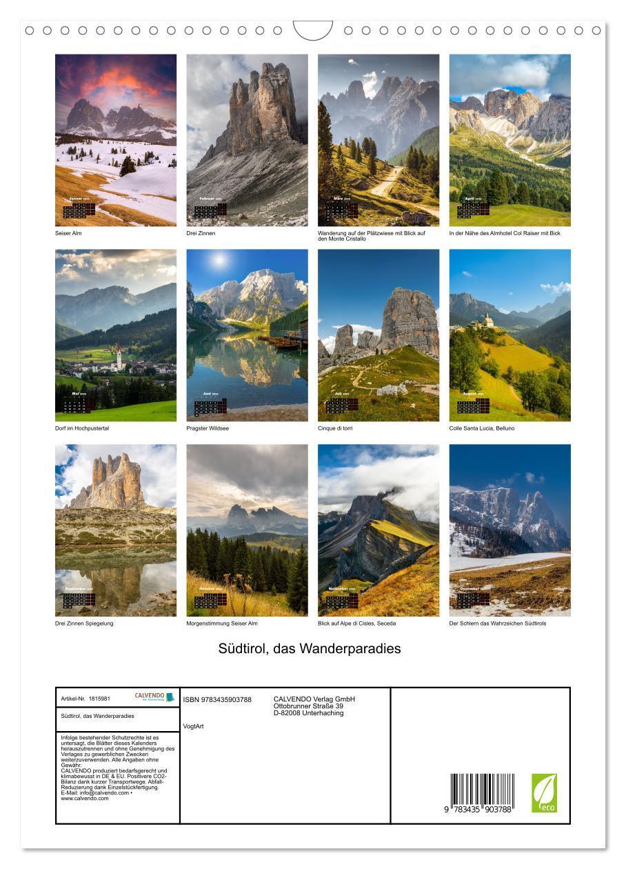 Bild: 9783435903788 | Südtirol, das Wanderparadies (Wandkalender 2025 DIN A3 hoch),...