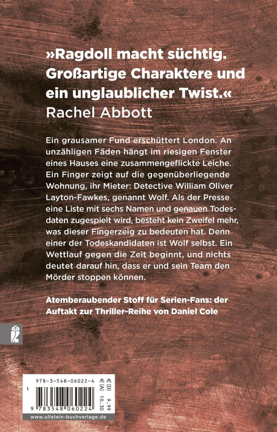 Rückseite: 9783548060224 | Ragdoll - Dein letzter Tag | Thriller | Daniel Cole | Taschenbuch