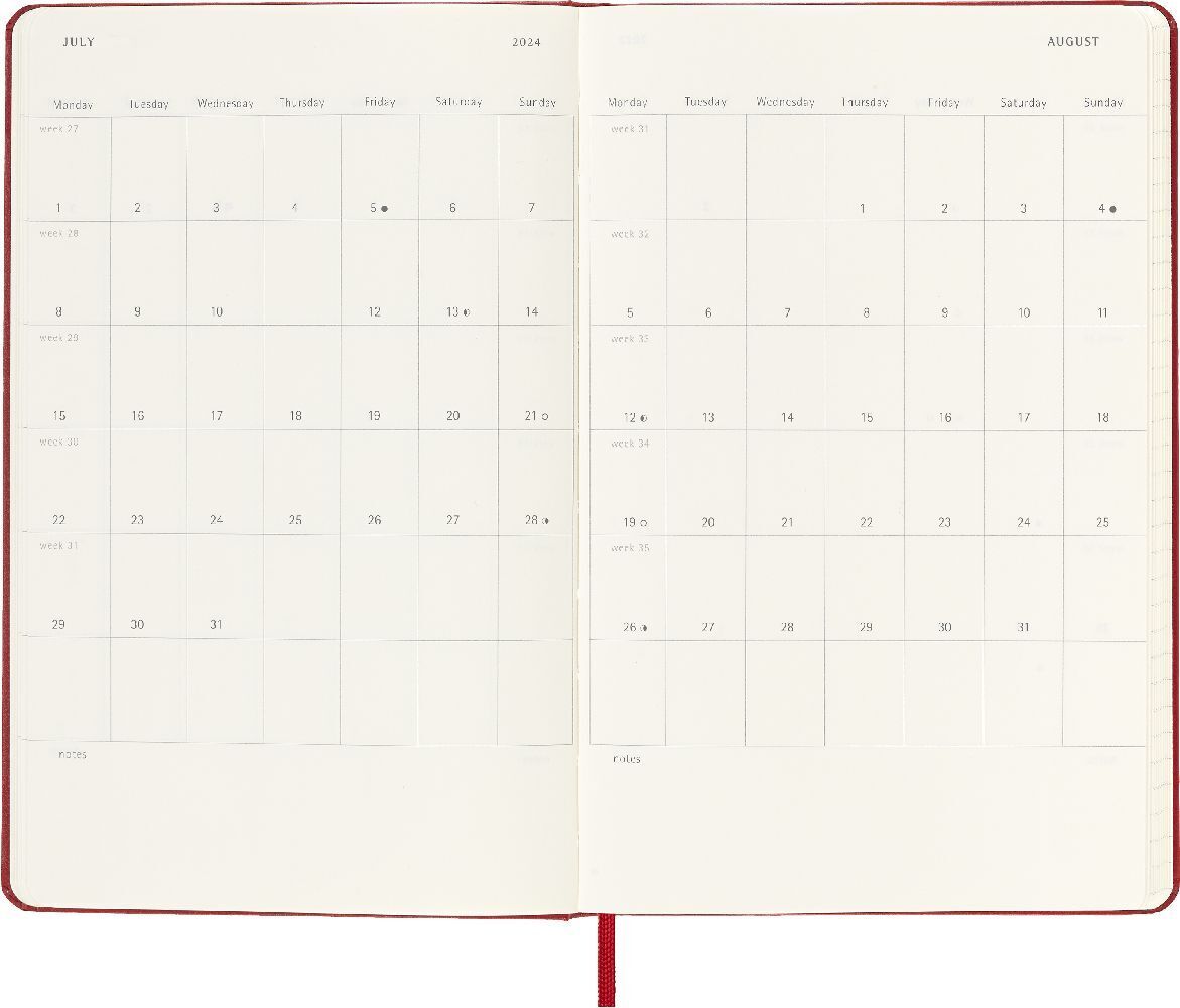 Bild: 8056598856491 | Moleskine 12 Monate Tageskalender 2024, Large/A5, Scharlachrot | Buch