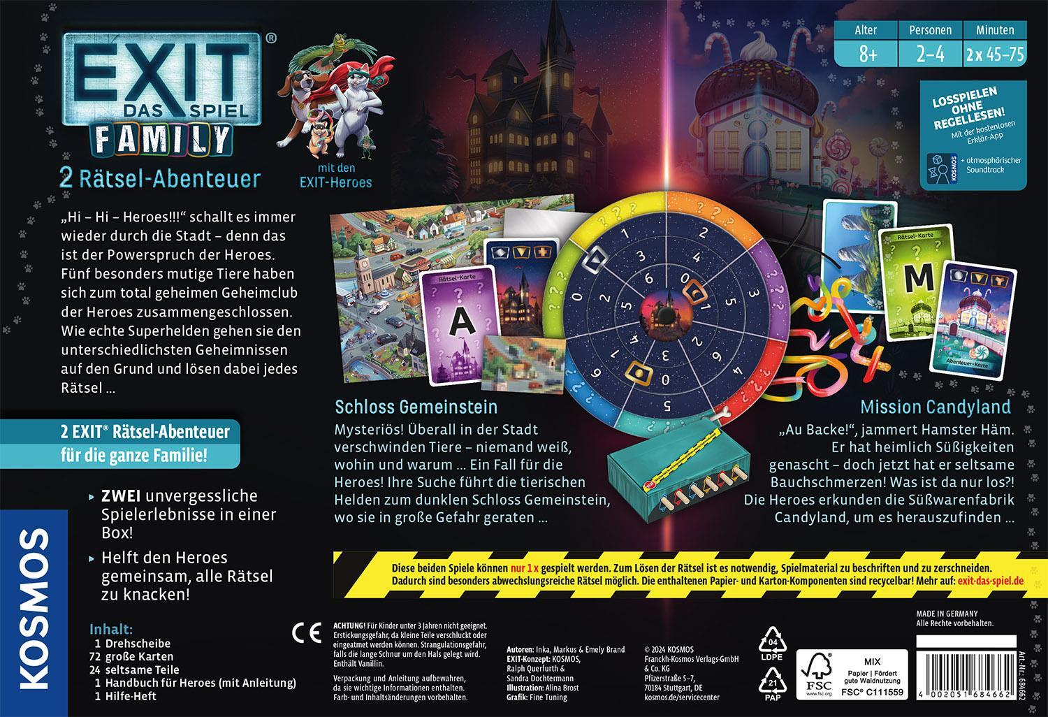 Rückseite: 4002051684662 | EXIT® - Das Spiel - Family: Schloss Gemeinstein/Mission Candyland