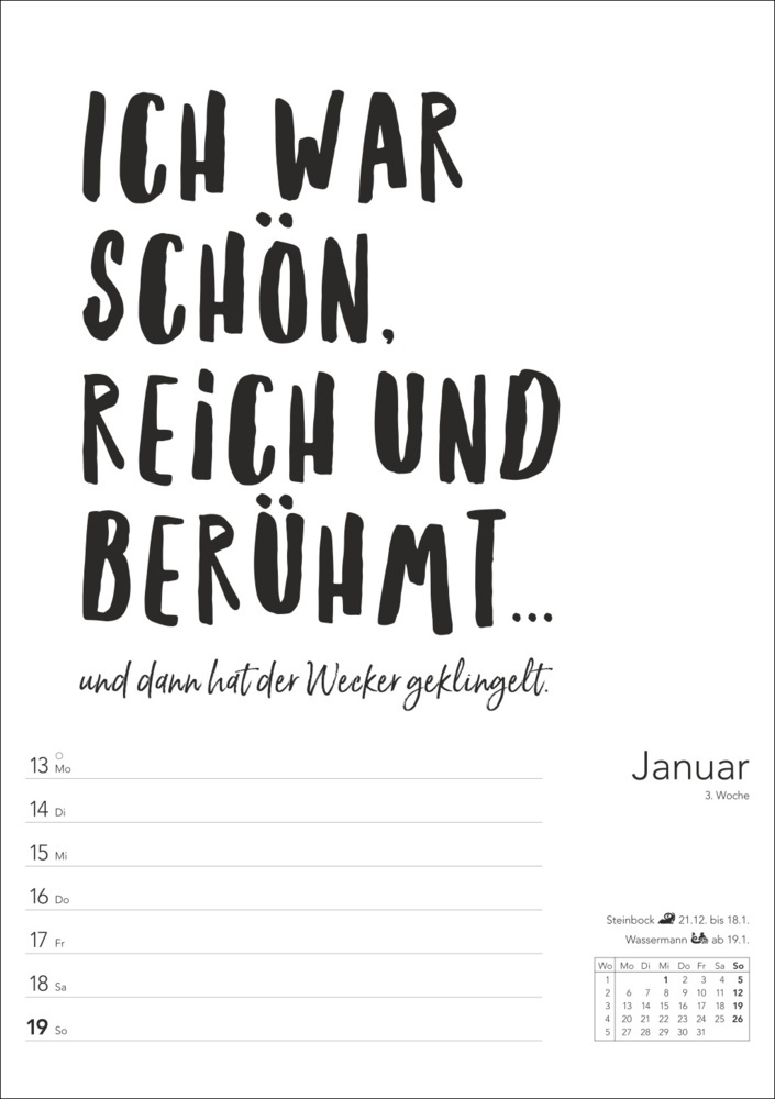 Bild: 9783840034626 | Typo-Sprüche-Kalender s/w Wochenplaner 2025 - mit 53 witzigen Sprüchen