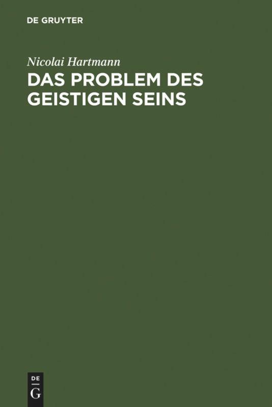 Cover: 9783110048094 | Das Problem des geistigen Seins | Nicolai Hartmann | Buch | Deutsch