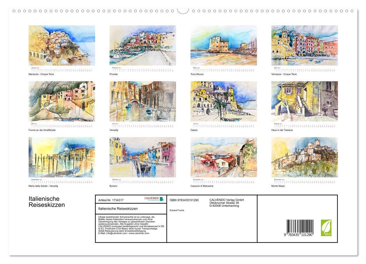 Bild: 9783435101290 | Italienische Reiseskizzen (Wandkalender 2025 DIN A2 quer), CALVENDO...