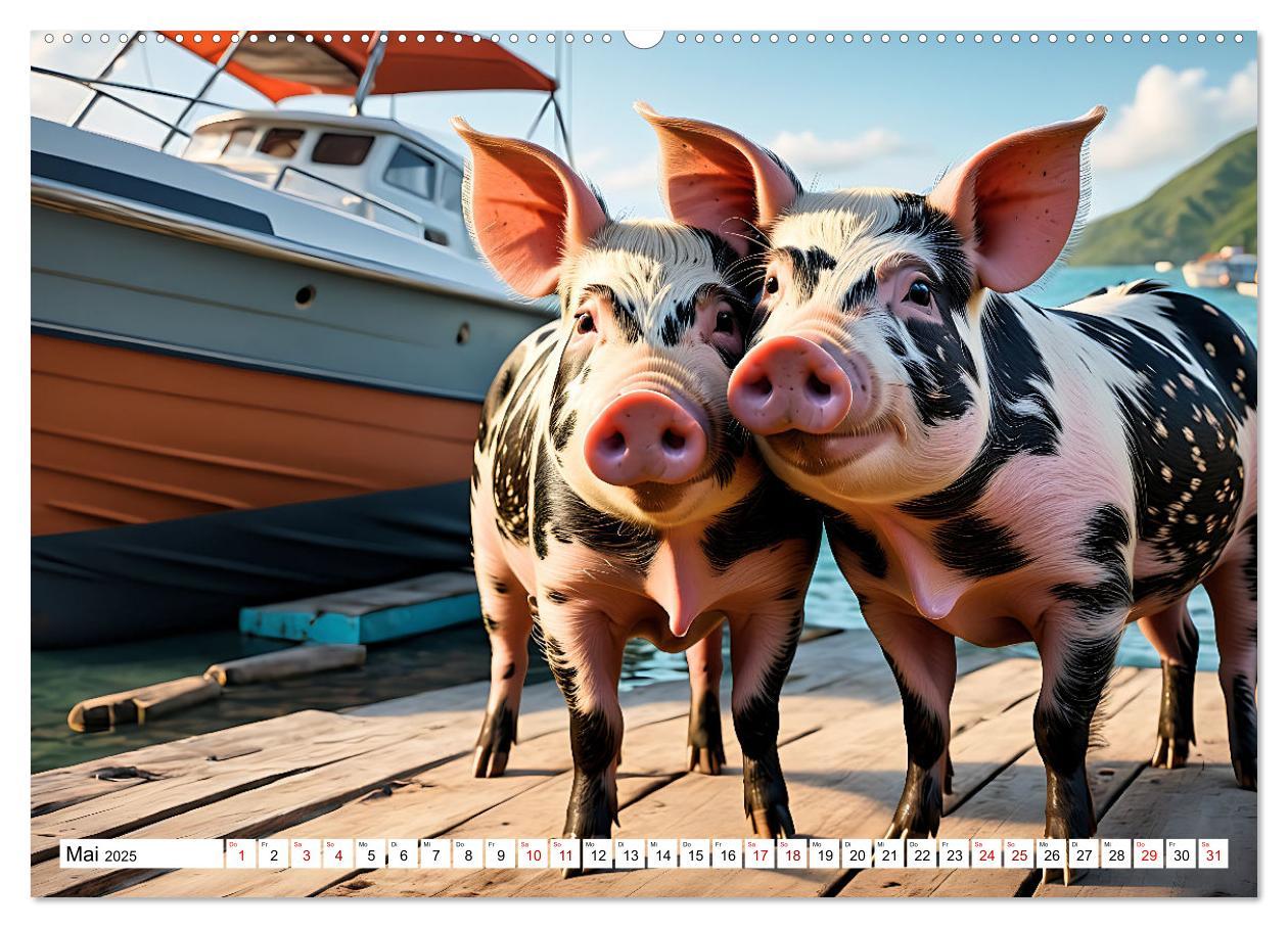 Bild: 9783383834738 | Schwimmende Schweine im Paradies (Wandkalender 2025 DIN A2 quer),...