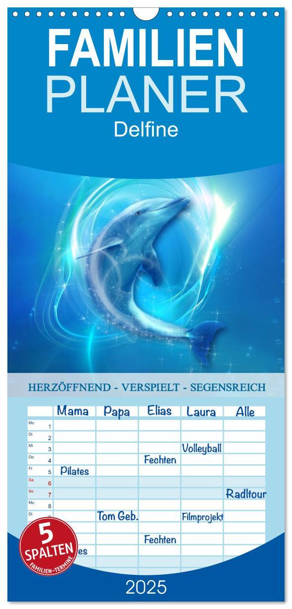 Cover: 9783457124574 | Familienplaner 2025 - Delfine - Kalender mit 5 Spalten...