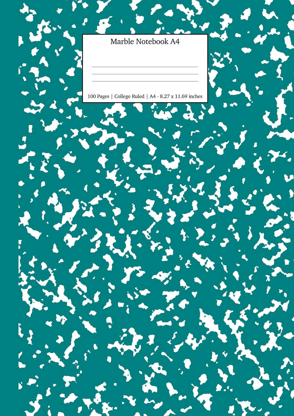 Cover: 9781989790526 | Marble Notebook A4 | Teal Marble College Ruled Journal | Press | Buch