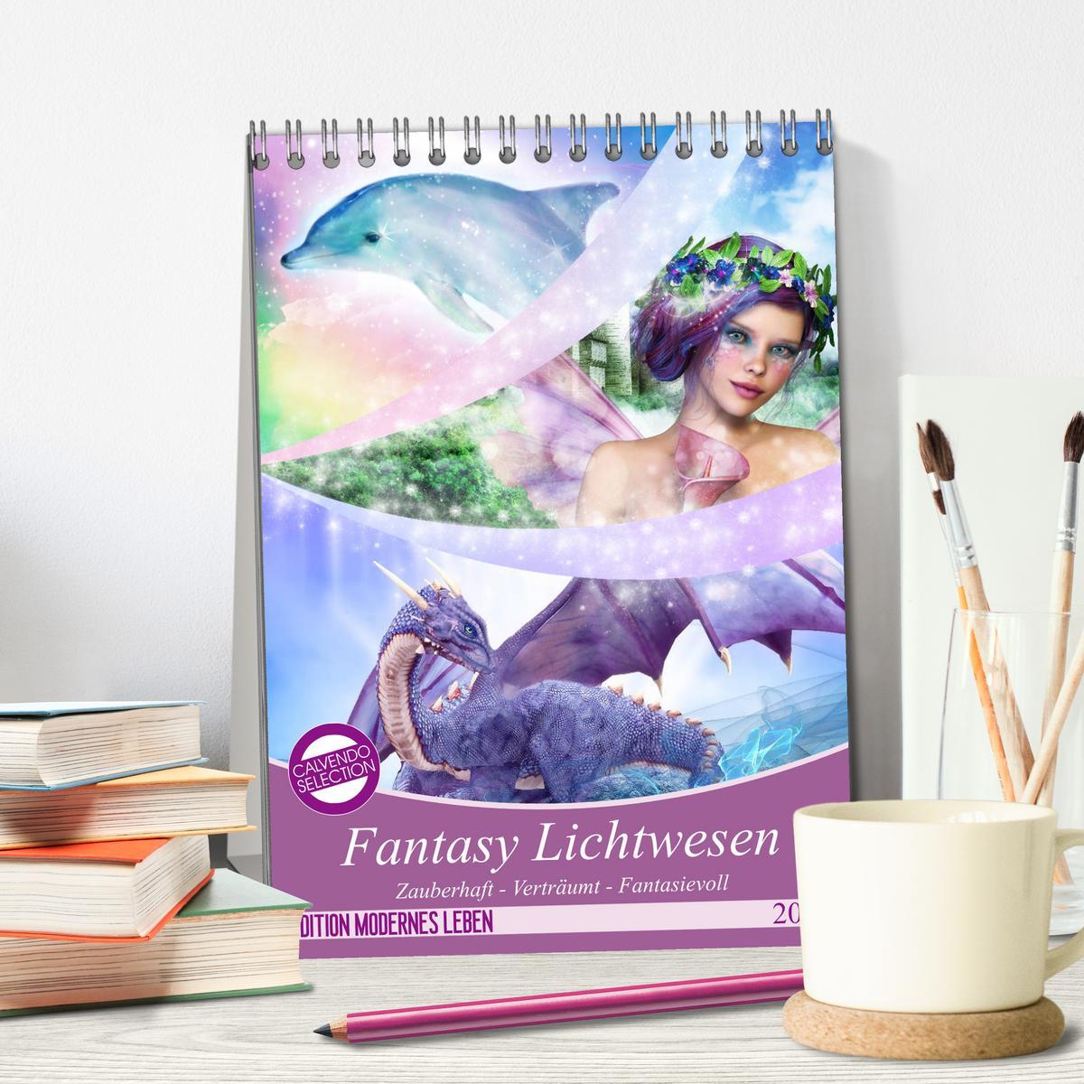 Bild: 9783435991327 | Fantasy Lichtwesen (Tischkalender 2025 DIN A5 hoch), CALVENDO...