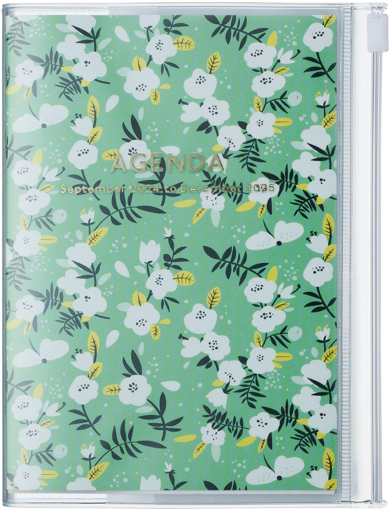 Cover: 4550045127584 | MARK'S 2024/2025 Taschenkalender A6 vertikal, Flower Pattern // Green