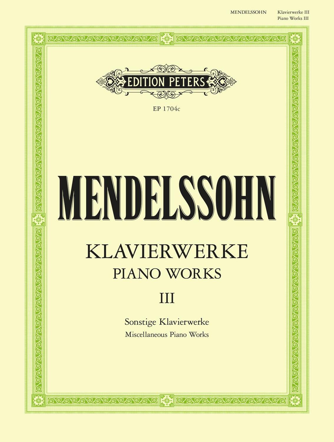 Cover: 9790014007454 | Piano Works -- Miscellaneous Piano Works | Felix Mendelssohn Bartholdy