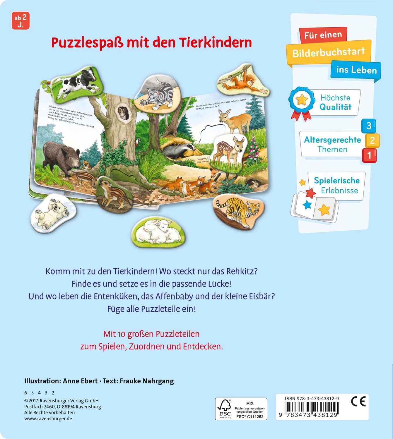 Rückseite: 9783473438129 | Mein großes Puzzle-Spielbuch: Tierkinder | Frauke Nahrgang | Buch