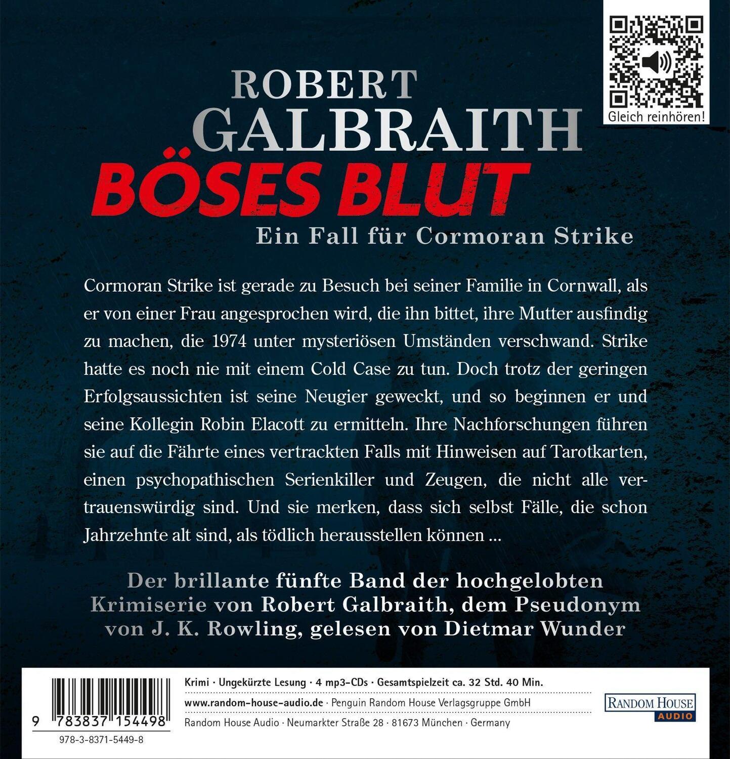 Bild: 9783837159240 | Böses Blut | Sonderausgabe | Robert Galbraith | MP3 | 4 Audio-CDs