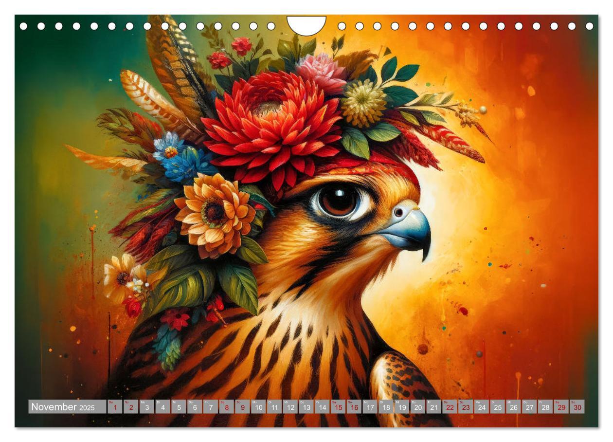 Bild: 9783457138687 | Blumige Vogelporträts (Wandkalender 2025 DIN A4 quer), CALVENDO...