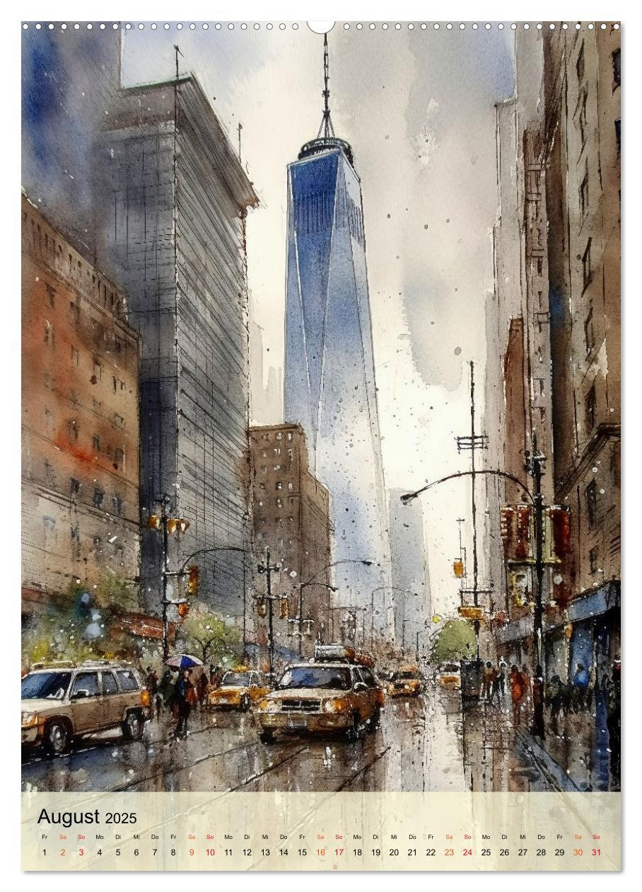 Bild: 9783435876709 | New York - ein Regentag (Wandkalender 2025 DIN A2 hoch), CALVENDO...