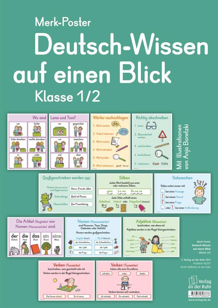 Cover: 9783834608666 | Merk-Poster Deutsch-Wissen auf einen Blick Klasse 1/2 | Ruhr | Poster