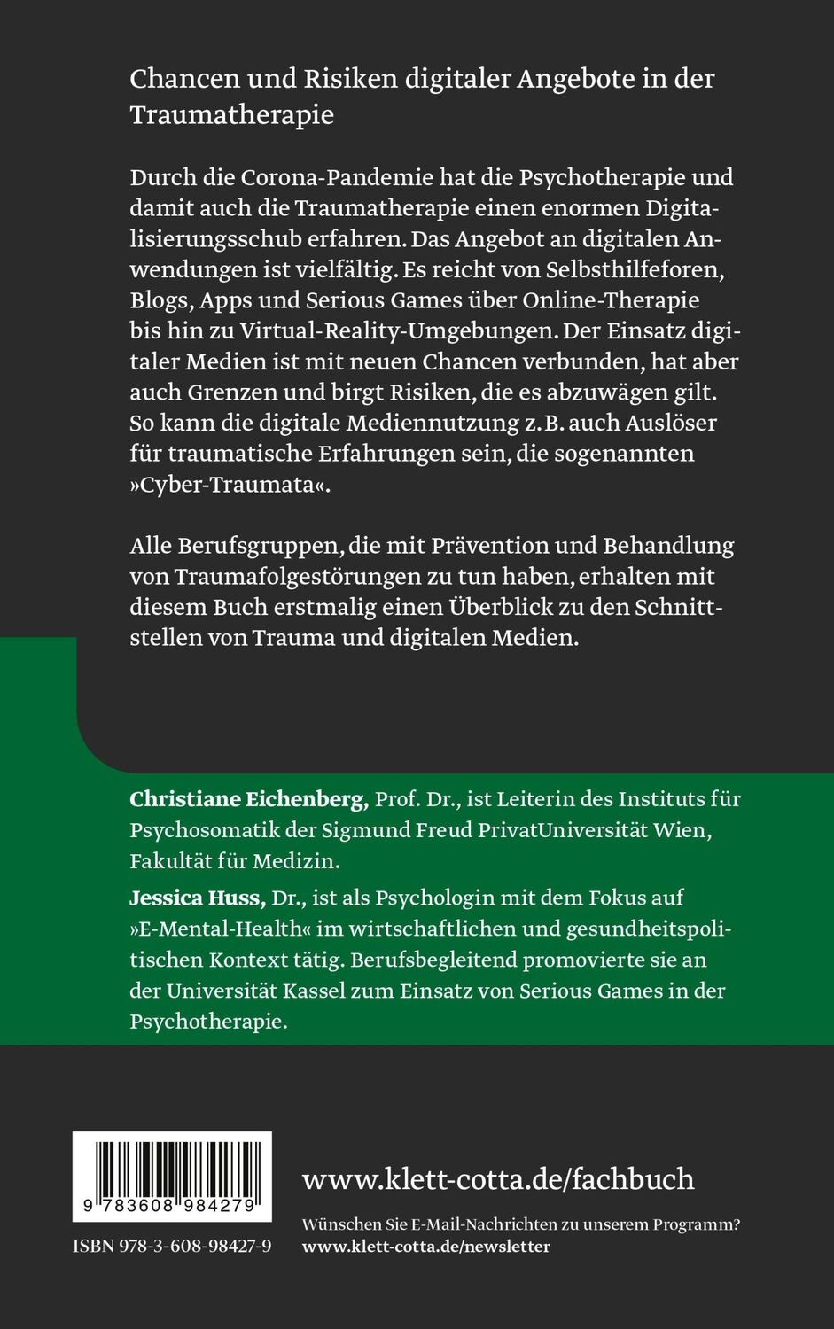 Rückseite: 9783608984279 | Trauma und digitale Medien (Traumafolgestörungen, Bd. 3) | Buch | 2023