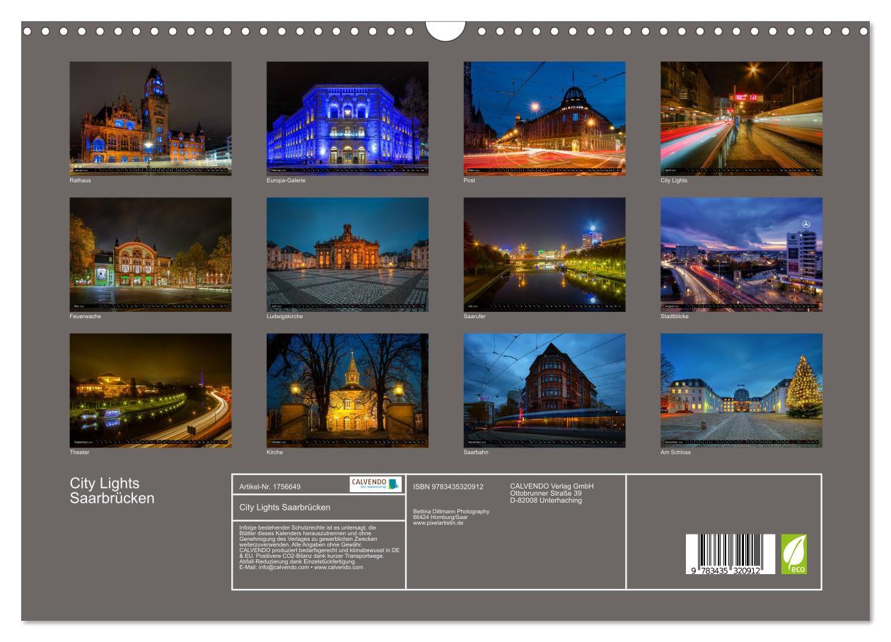 Bild: 9783435320912 | City Lights Saarbrücken (Wandkalender 2025 DIN A3 quer), CALVENDO...