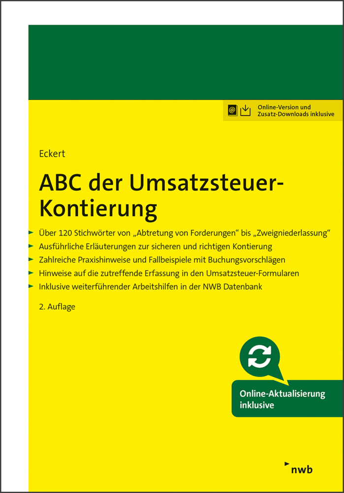 Cover: 9783482675225 | ABC der Umsatzsteuer-Kontierung | Karl-Hermann Eckert | Bundle | 2022